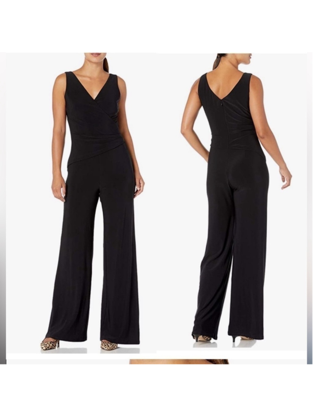 Nine West Black Jumpsuit sleeveless with Asymmetrical Bodice sz 6 NWT